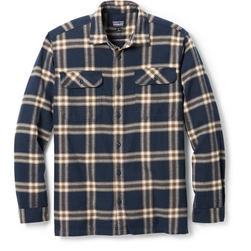 Navy Rei Co-op Patagonia Langärmliges, Mittelschweres Fjord-Flanellhemd Für Herren
