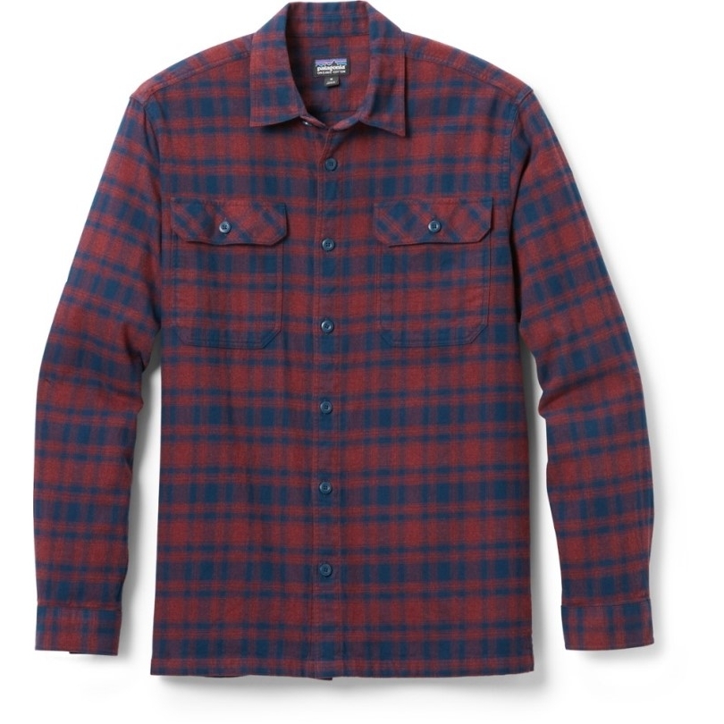 Patagonia Langärmliges, Mittelschweres Fjord Flanellhemd Herren Rei Coop Red