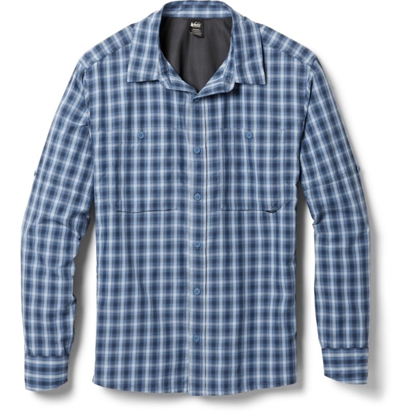 Blau Rei Coop Langarmhemd Mit Saharamuster Herren