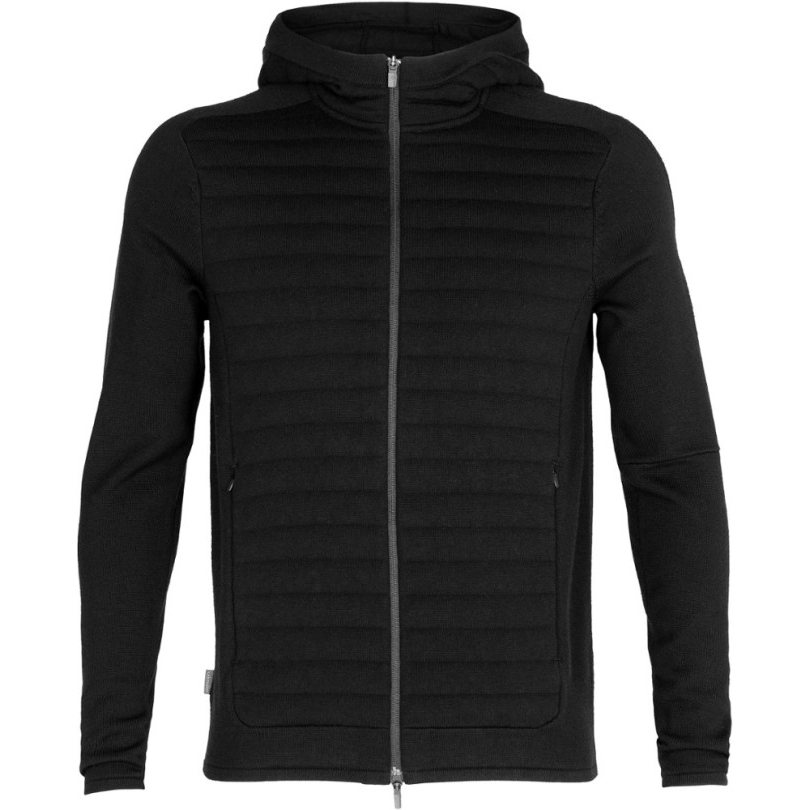 Rei Coop Black Icebreaker Zoneknit Isolierter Langarm-Reißverschluss-Fleece-Hoodie Herren