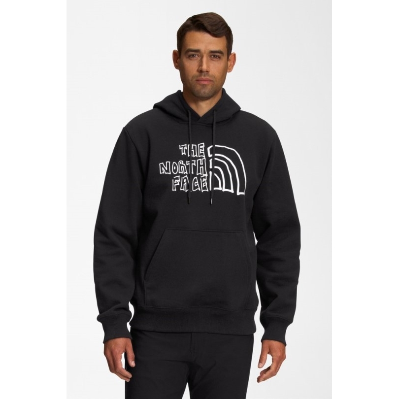 Schwarz Rei Coop The North Face Bedruckter Schwerer Pullover Hoodie Herren