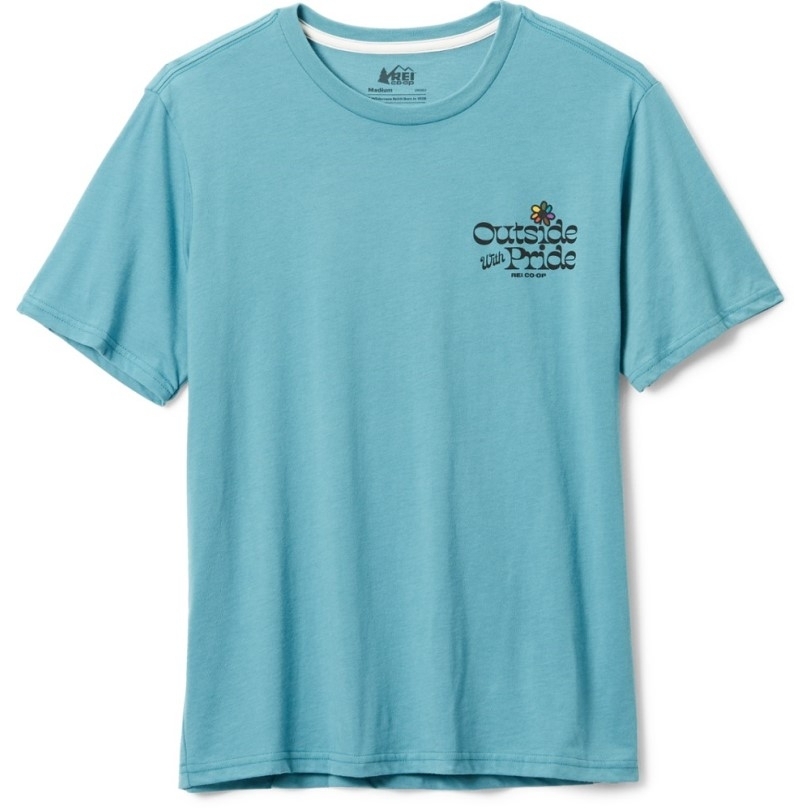 Blaues Rei-Koop-Stolz-Grafik-T-Shirt