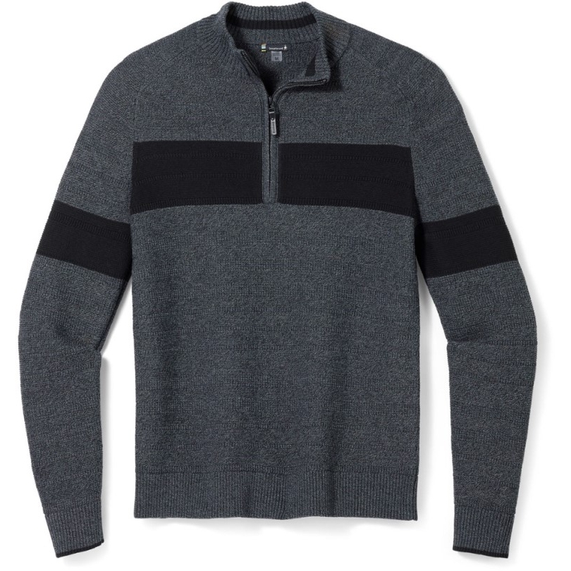 Schwarz Rei Co-op Smartwool Ripple Ridge Stripe Pullover Mit Halbem Reißverschluss Herren