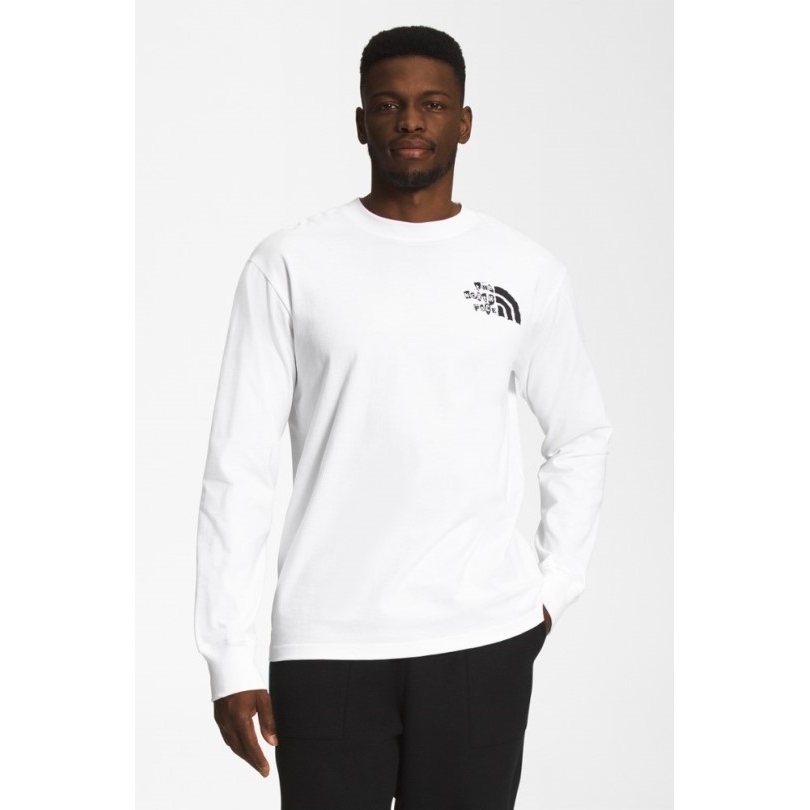 The North Face Bedrucktes Schweres Langarm-t-shirt Herren Weiß Rei Coop