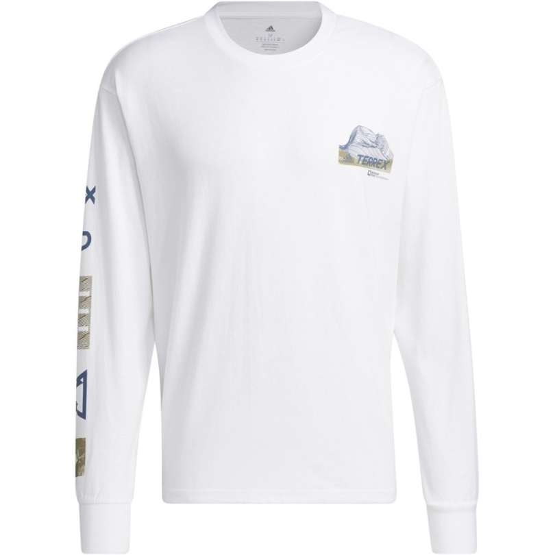 Weiß Rei Coop Adidas National Park Foundation Langarm Grafik T-shirt Herren