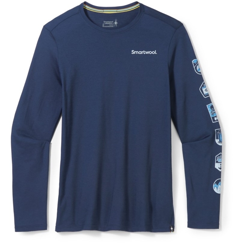 Rei Coop Navy Smartwool Aufnäher Langarm Grafik T-shirt Herren