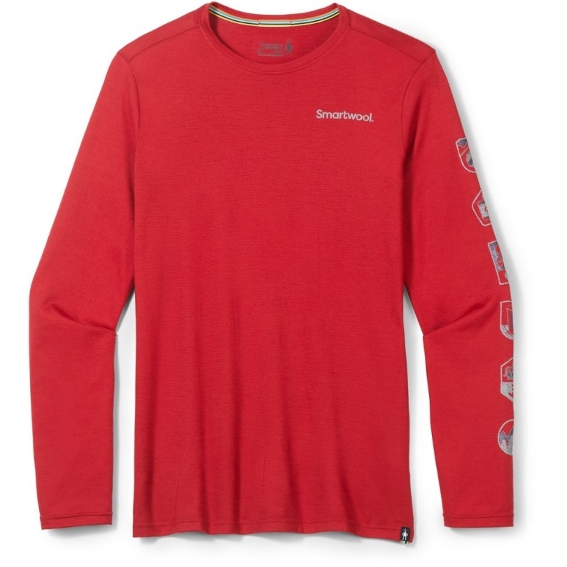 Rei Coop Smartwool Patches Langarm Grafik T-shirt Herren Rot