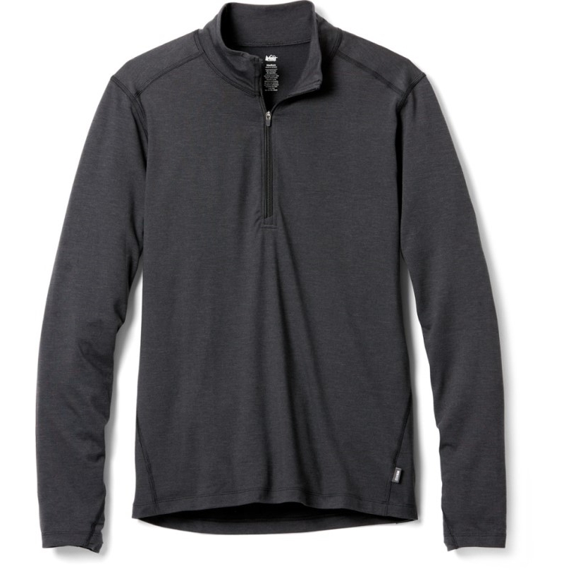 Black Rei Coop Mittelschweres Baselayer-oberteil Mit Halbem Reißverschluss Herren