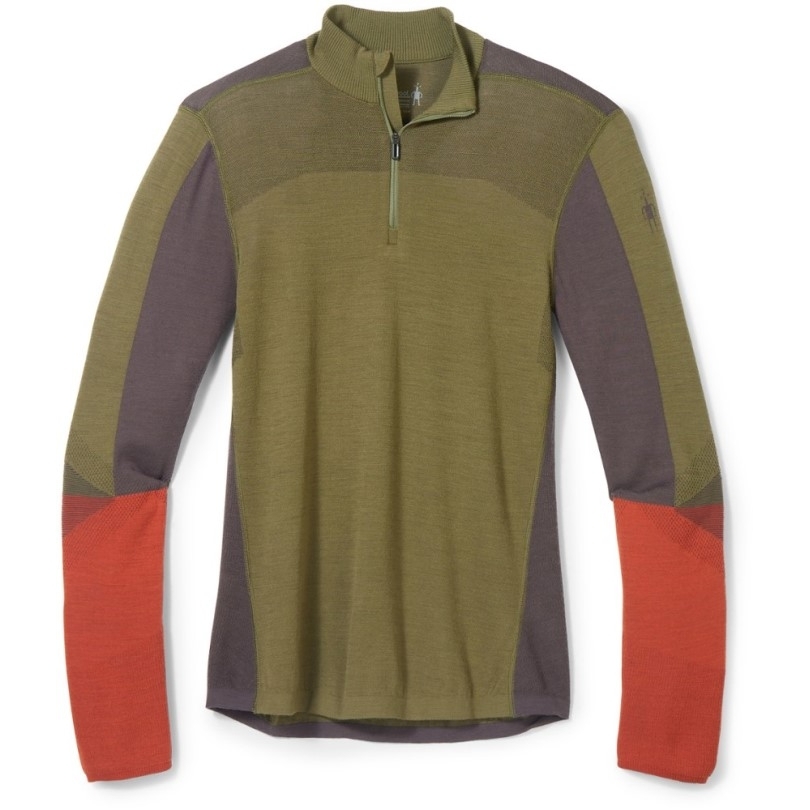 Smartwool Intraknit Thermal Merino Colorblock Oberteil Mit Viertelreißverschluss Herren Rei Coop Winter Moss