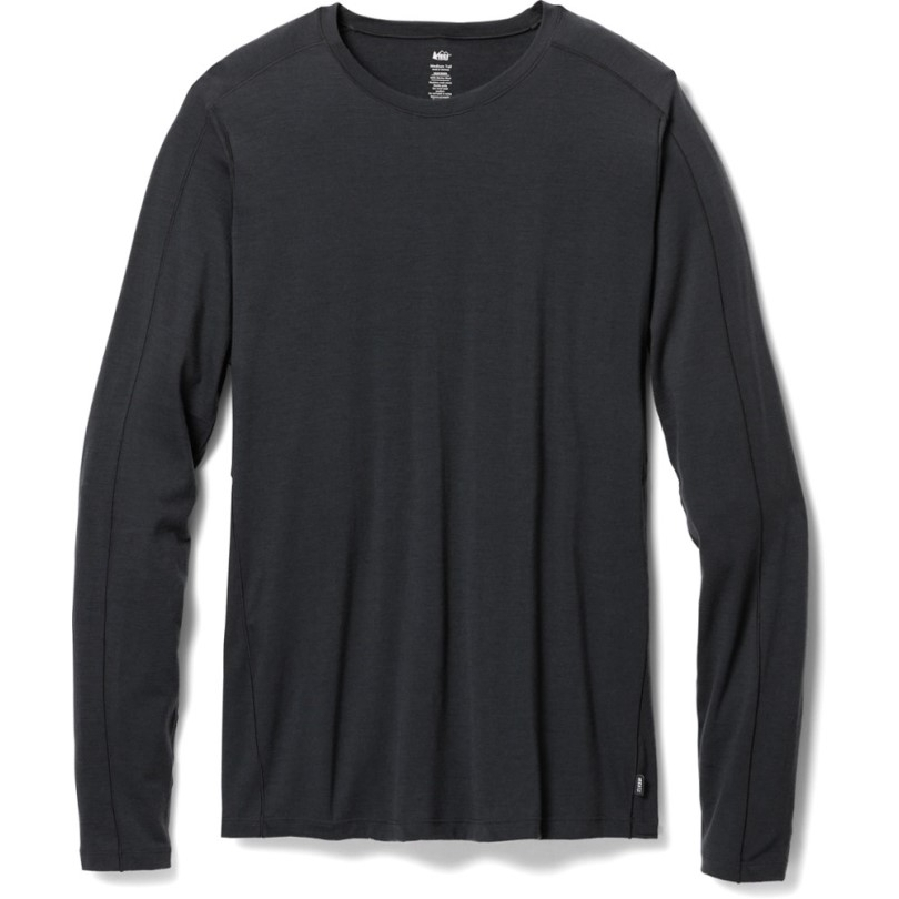 Schwarz Rei Coop Merino 185 Langärmliges Unterhemd Herren Große Größen