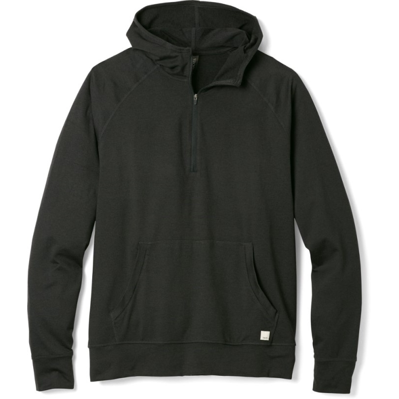 Schwarz Rei Coop Vuori Ponto Performance Kapuzenpulli Mit Halbem Reißverschluss Herren
