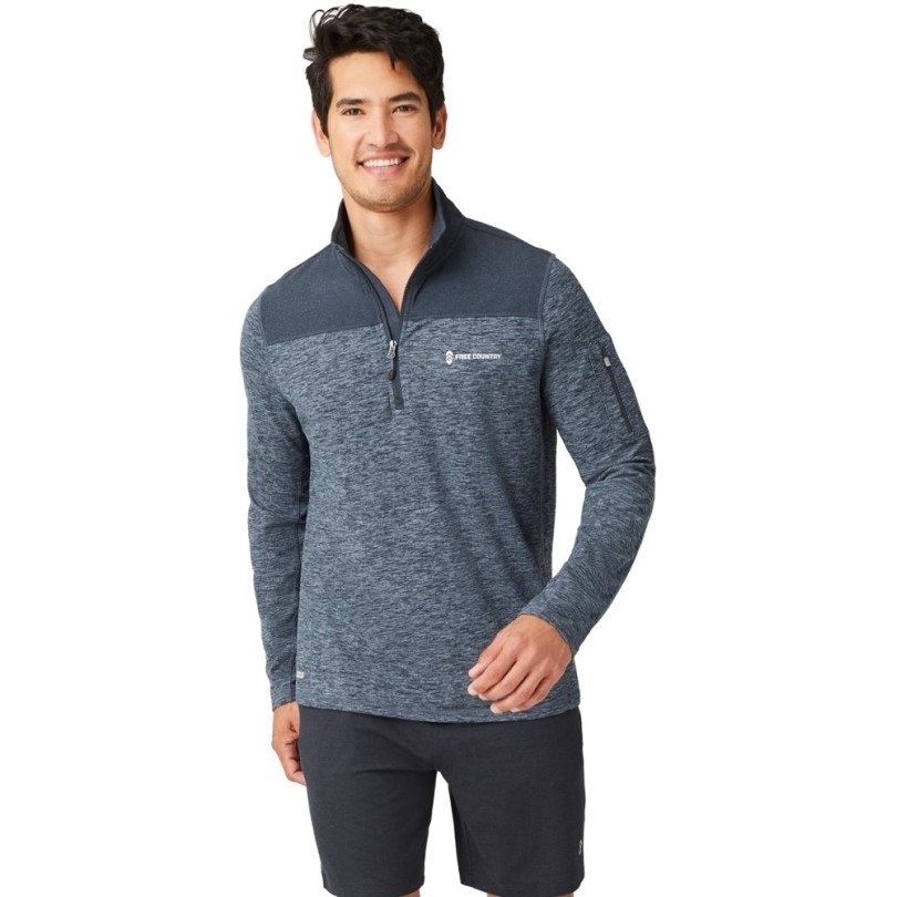 Free Country Suede Spacedye Half-zip Colorblock Mock-neck Hemd Herren Blau Rei Coop