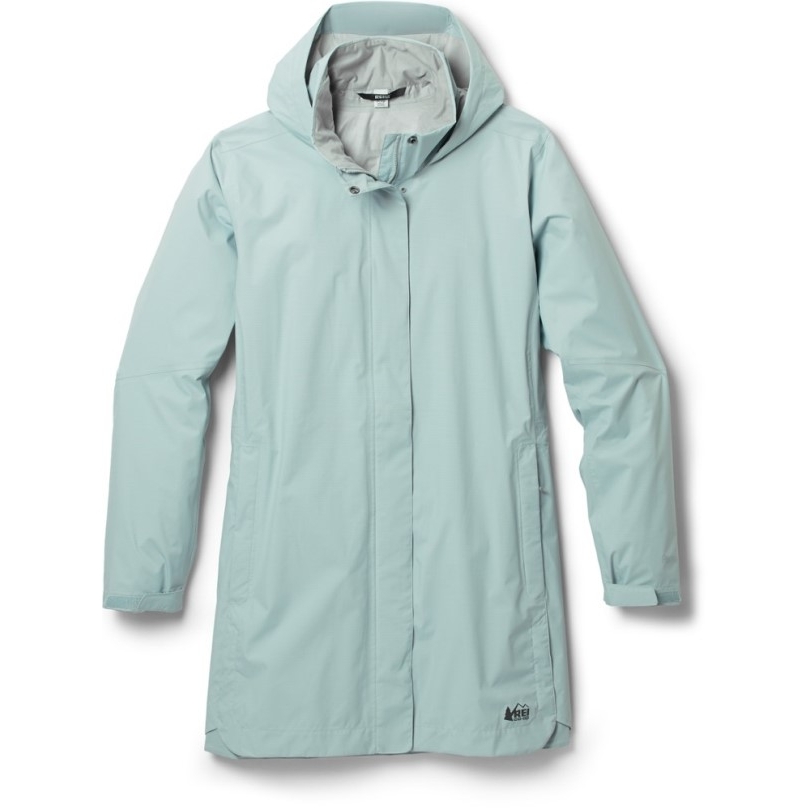 Blaue Rei Coop Rainier Lang Geschnittene Regenjacke Damen Plus Größen