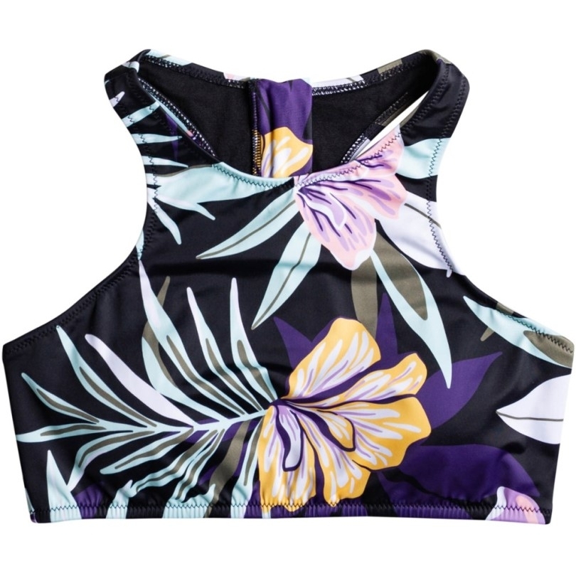 Schwarz Rei Coop Roxy Active Crop Top Bikini Badeanzug Top Damen