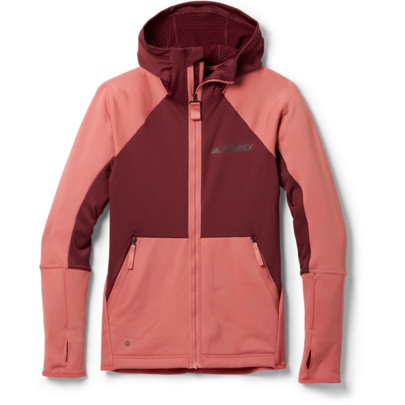 Adidas Terrex Tech Flooce Wander-Fleecejacke Mit Kapuze Damen Rei Co-op Rot