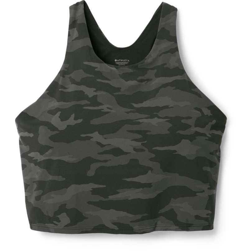 Rei Co-op Black Camo Athleta Conscious Bedrucktes Crop Top D-DD Cup Plus Größen