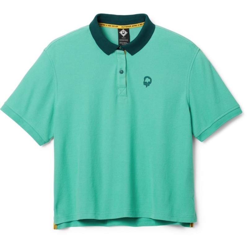 Blaugrüne Glasur Outdoor Afro Rei Co-op Poloshirt Damen