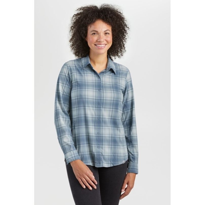 Rei Coop Outdoor Research Astroman Langarm Sonnenshirt Damen Nimbus Kariert