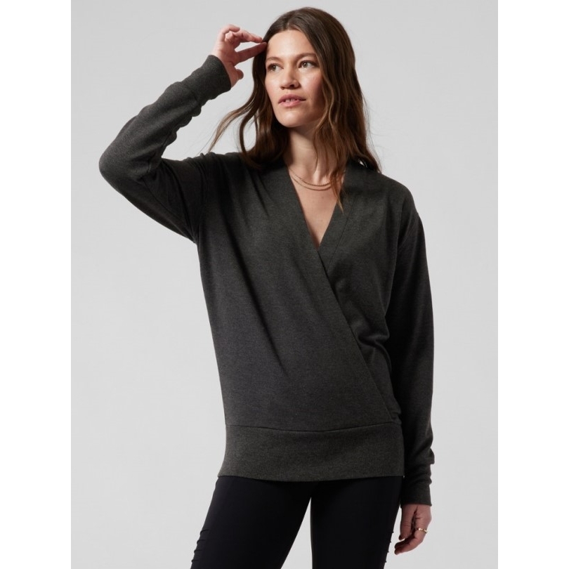 Athleta Purana Wickelsweatshirt Mit V-ausschnitt Damen Rei Coop Schwarz