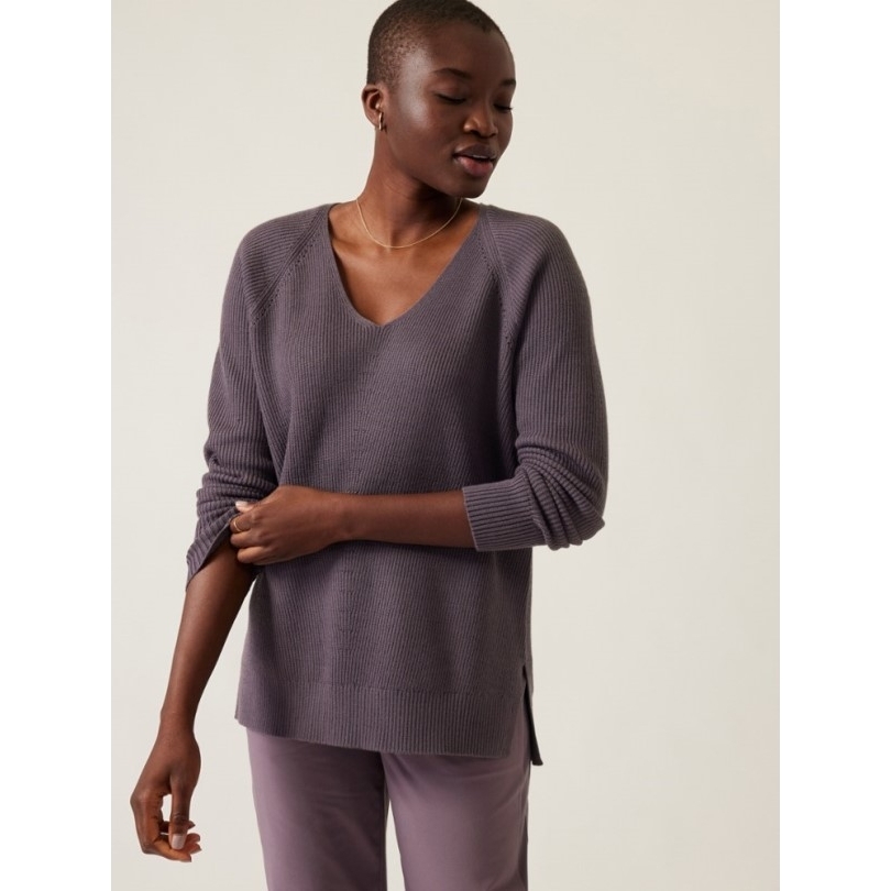 Athleta Hannover Raffinierter V-ausschnitt Pullover Damen Rei Coop Dämmerviolett