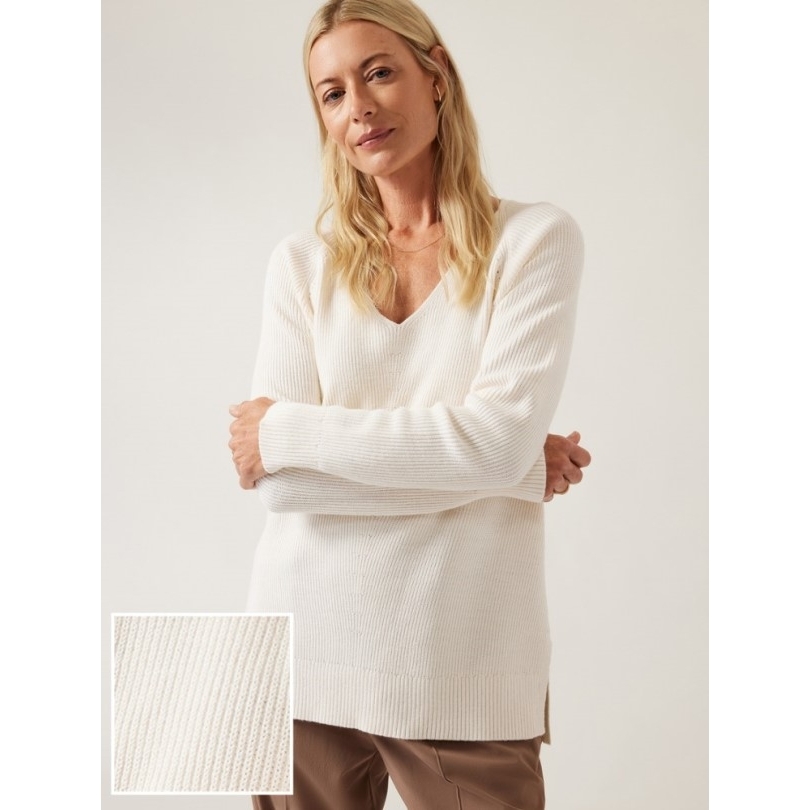 Athleta Hannover Raffinierter V-ausschnitt Pullover Damen Weiß Rei Coop