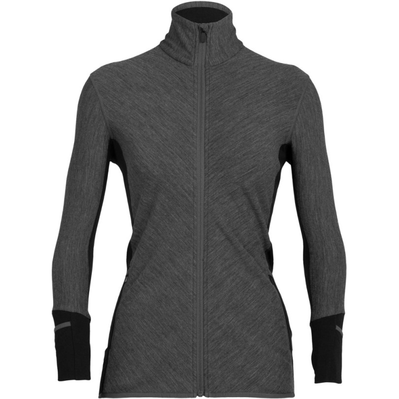 Schwarze Icebreaker Descender Langarm-Fleecejacke Mit Reißverschluss Damen Rei Coop