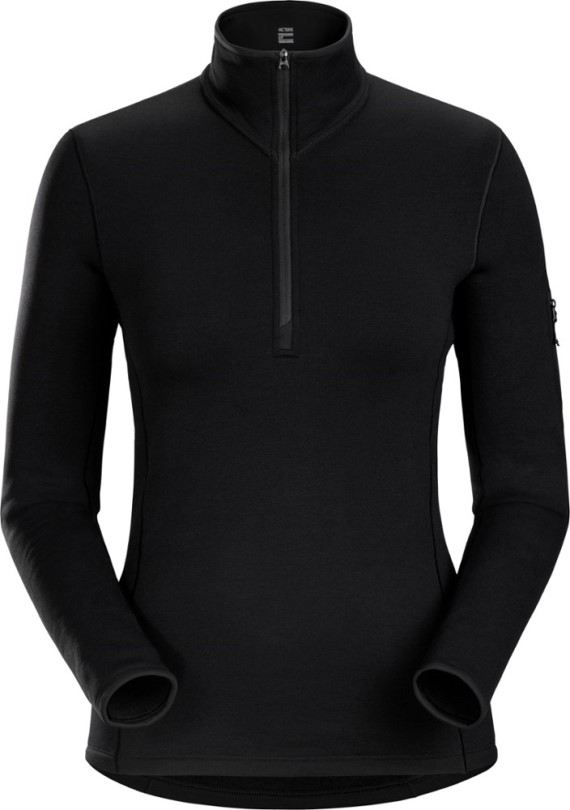Arc'teryx Rho Schweres Unterhemd Mit Reißverschluss Damen Rei Coop Schwarz