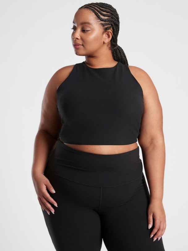 Athleta Conscious Crop Top D-DD Körbchen Plus Größen Rei Co-op Schwarz