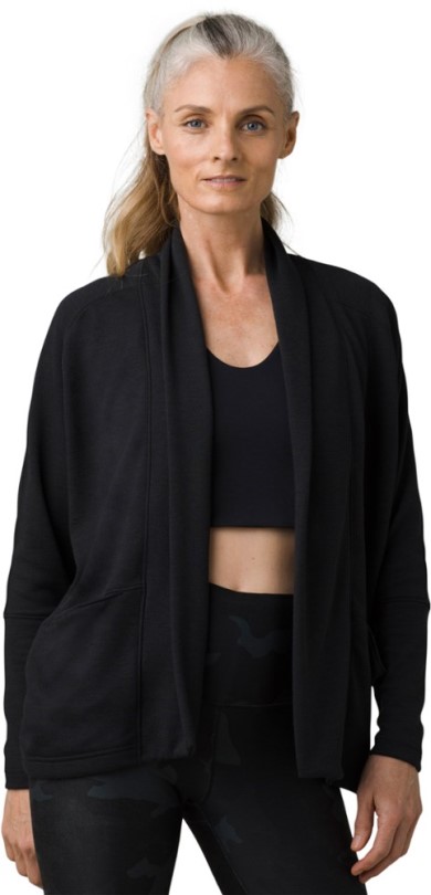 Prana Sunrise Wickelstrickjacke Damen Rei Coop Schwarz
