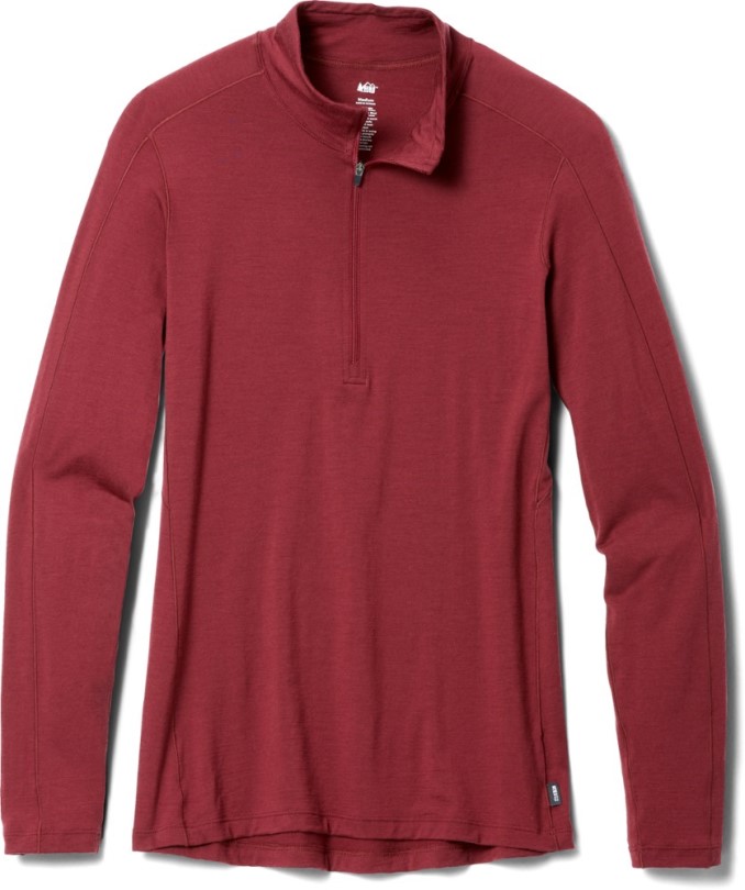 Shaded Sumac Rei Co-op Merino 185 Langarm-Baselayer-Oberteil Mit Halbem Reißverschluss Für Damen