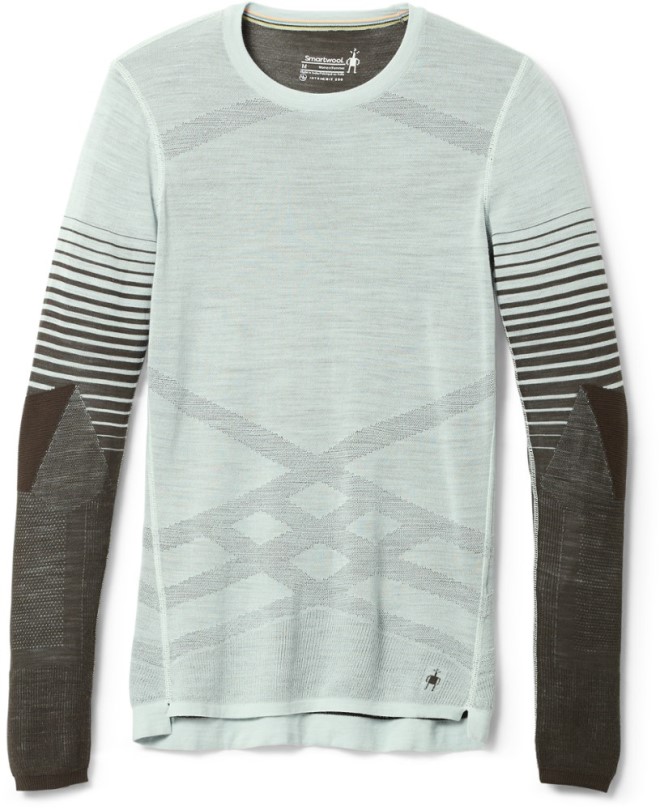 Bleached Aqua Rei Co-op Smartwool Intraknit Thermal Merino Pattern Crew Top Damen