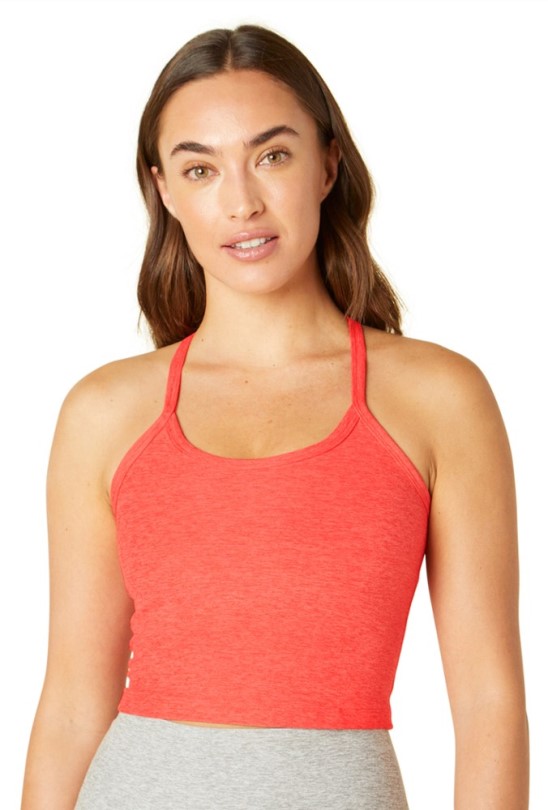 Fresh Coral Rei Co-op Beyond Yoga Spacedye Slim Racerback Cropped Tank Top Damen