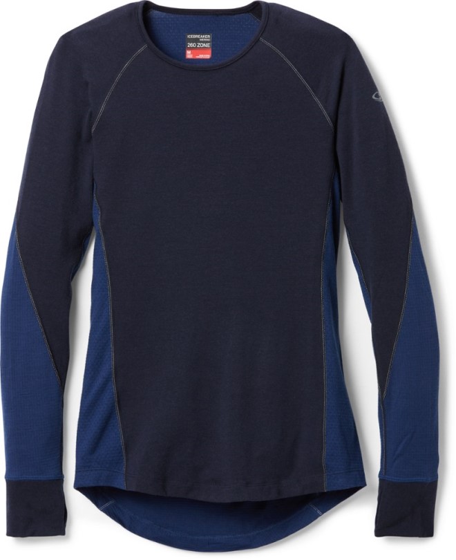 Icebreaker 260 Zone Crew Base Layer Top Damen Rei Co-op Navy