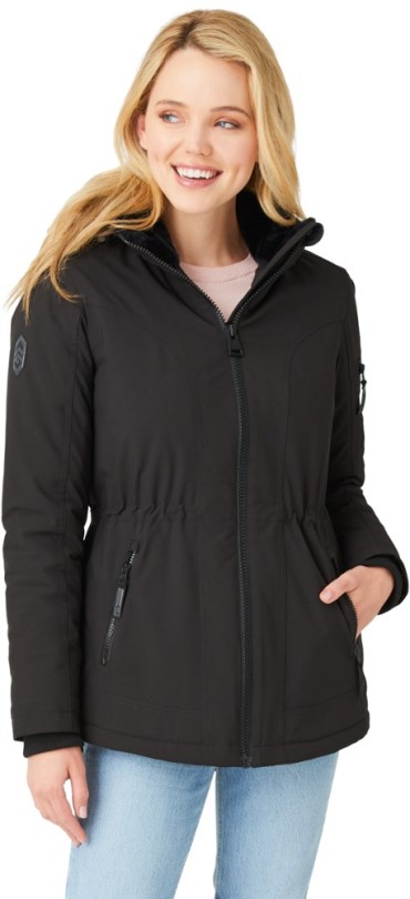 Free Country Thermo Super Softshell Lange Isolierte Jacke Damen Rei Coop Schwarz