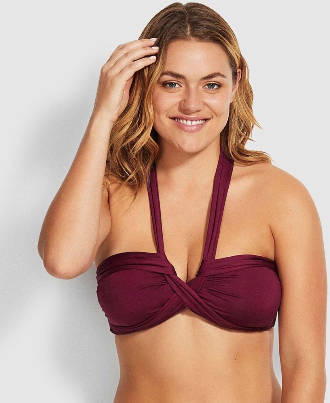 Seafolly Neckholder-Bandeau-Badeanzugoberteil Damen Boysenberry Rei Co-op
