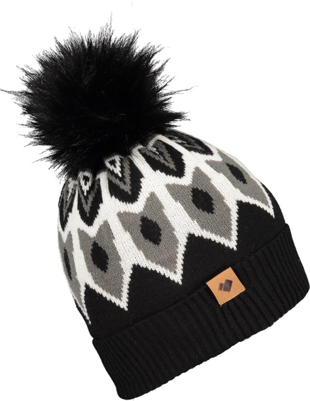 Black Rei Coop Obermeyer Fair Isle Faux Fur Pom Beanie Damen