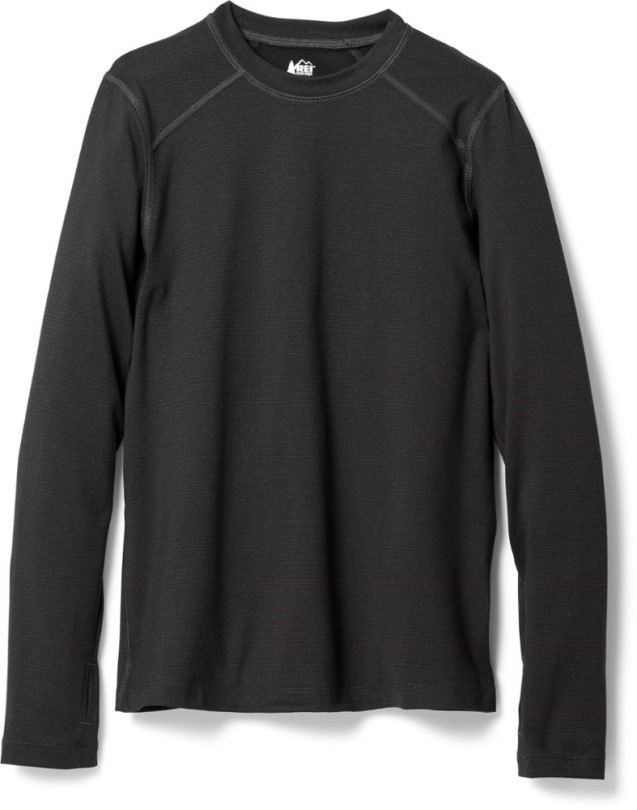 Black Rei Coop Mittelschwere Crew Lang Unterwäsche Top Kind