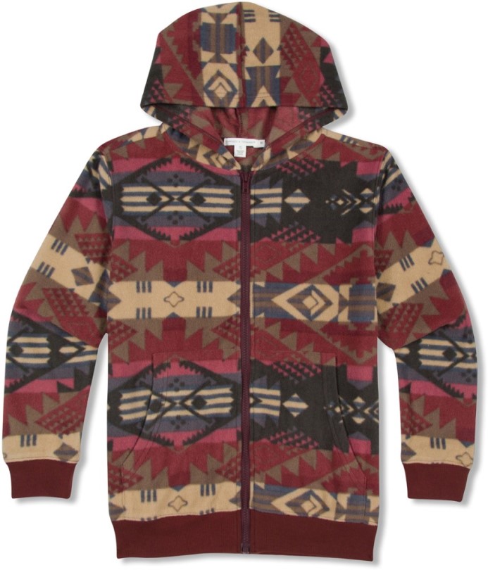 Burgund Tribal Rei Co-op Threads 4 Thought Polarfleece-Hoodie Mit Durchgehendem Reißverschluss Für Kinder
