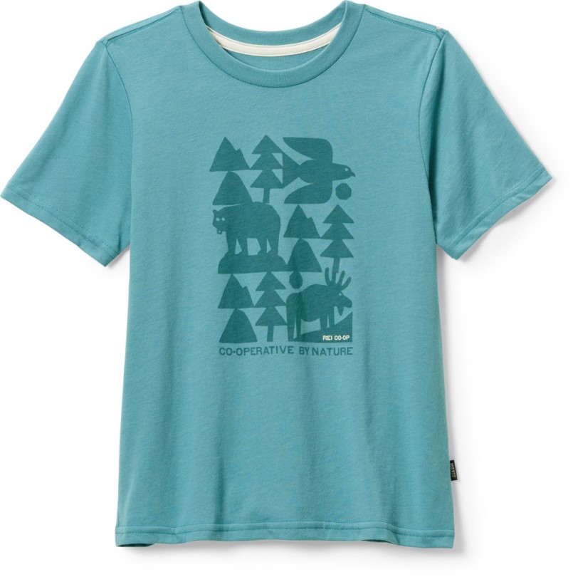 Blau Rei Coop Verbundenes Grafisches T-shirt Kind