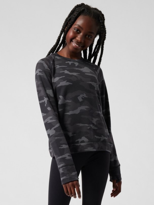 Rei Coop Athleta Kreuz Deine Daumen Sweatshirt Mädchen Schwarz Camo