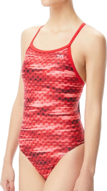 Tyr Castaway Diamondfit Badeanzug Mädchen Rei Coop Rot